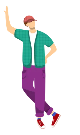 Young boy standing in stylish pose Illustration