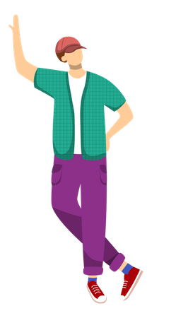 Young boy standing in stylish pose  イラスト