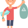 illustration for holding garbage bag