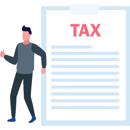 A Boy Stands With A Tax Document Illustration