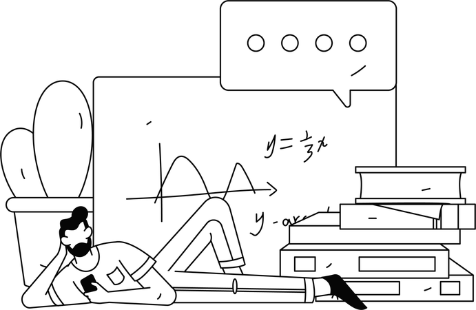 オンライン授業に参加する少年生徒  イラスト