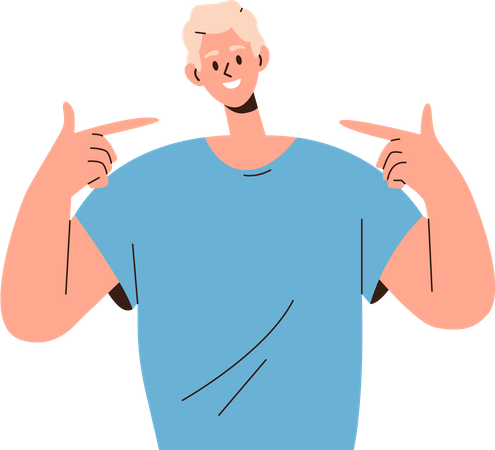 Young boy student pointing at himself  Illustration