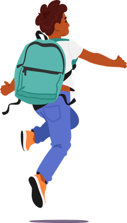 Young Boy Student with Backpack  Illustration