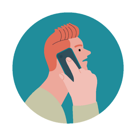 Young boy talking on phone Illustration