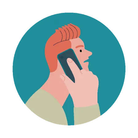 Young boy talking on phone Illustration
