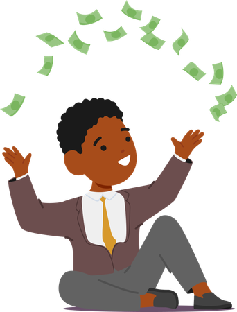 Young boy throwing money  Illustration