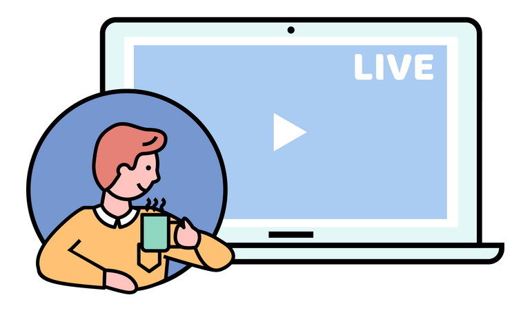 Young boy watching live video  Illustration