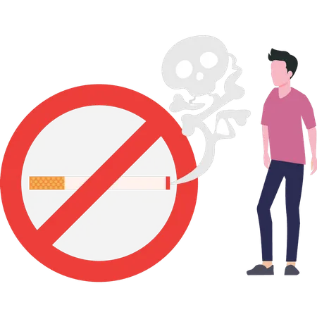 Boy Watching Smoking Ban Illustration