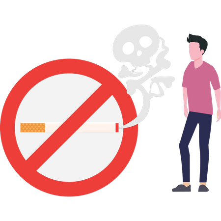 Young boy watching smoking ban  Illustration