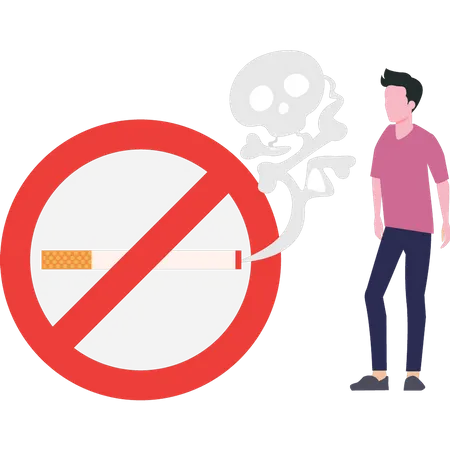 Young boy watching smoking ban  Illustration