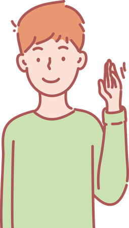 Young boy waving hand  Illustration
