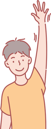 Young boy waving hand and saying hello  Illustration