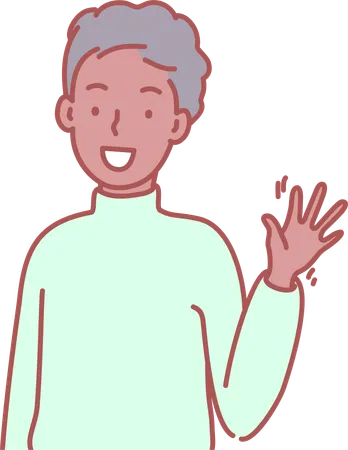 Young boy waving hand and saying hello  Illustration
