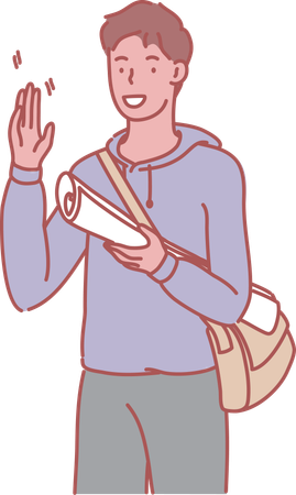 Young boy with backpack  Illustration