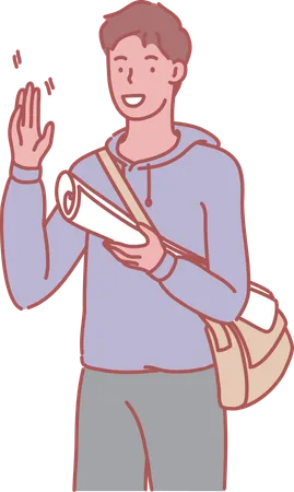 Young boy with backpack  Illustration