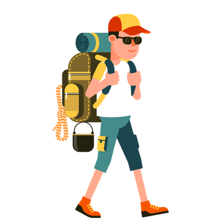 Young Boy With Backpack Illustration
