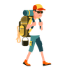 illustrations of young boy tourist with backpack