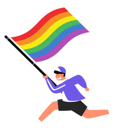 Young boy with rainbow flag Illustration