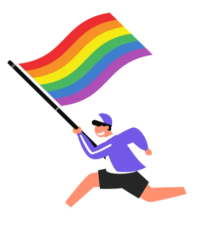 Young boy with rainbow flag Illustration