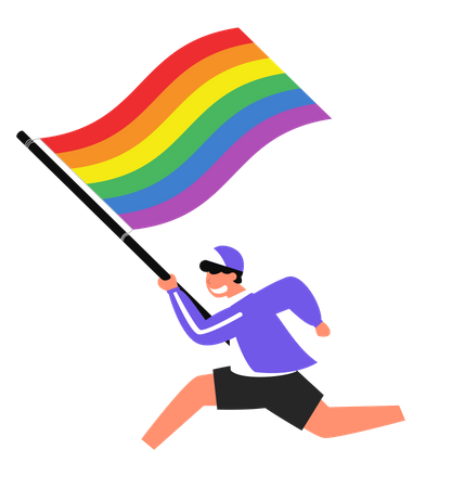 Young boy with rainbow flag  Illustration