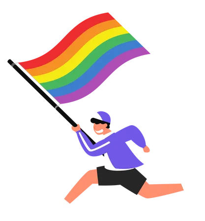 Young boy with rainbow flag  Illustration