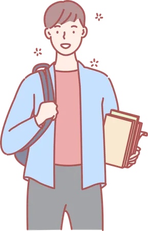 Young boy with schoolbag  Illustration