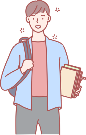 Young boy with schoolbag  Illustration