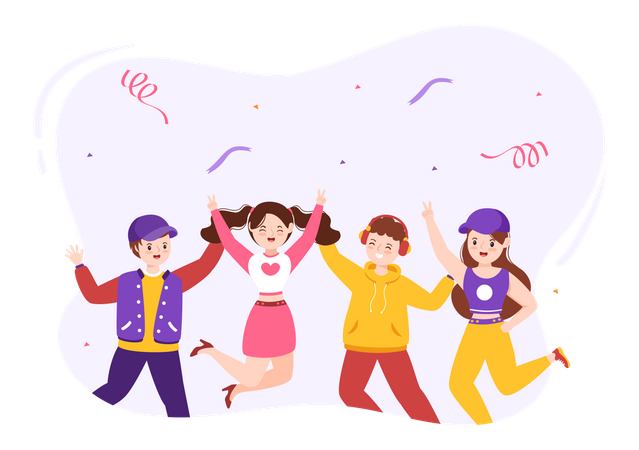 Young boys and girls  Illustration