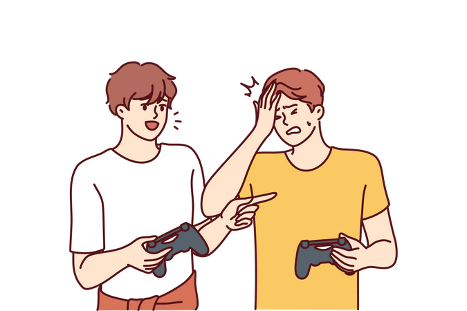 Young boys are playing video games  Illustration