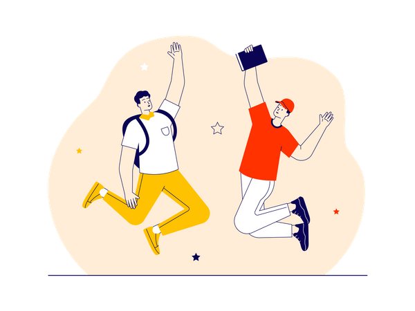 Young boys jumping in the air  Illustration