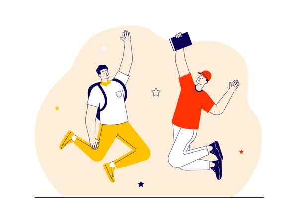 Young boys jumping in the air  Illustration