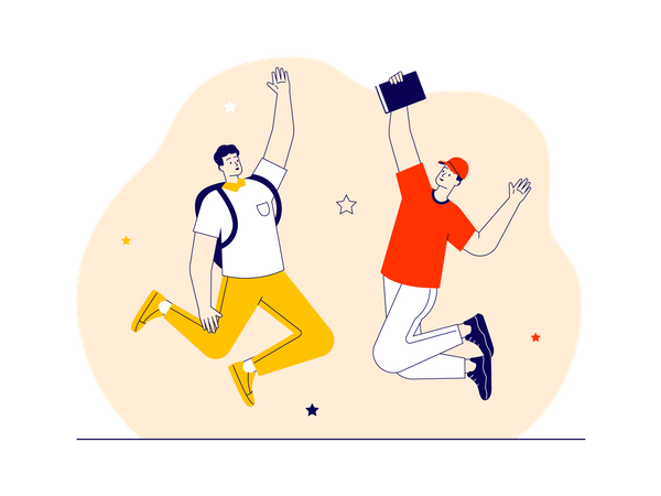 Young boys jumping in the air  Illustration