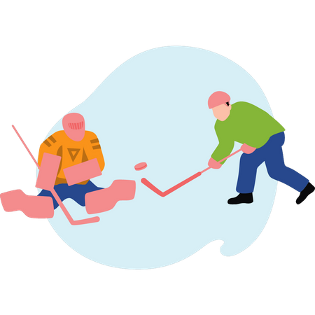 Young boys playing hockey  Illustration
