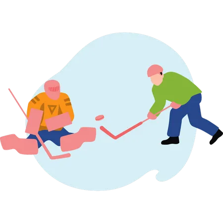 Young boys playing hockey  Illustration
