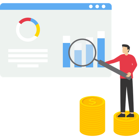 Young business analyst analyse business chart data  Illustration