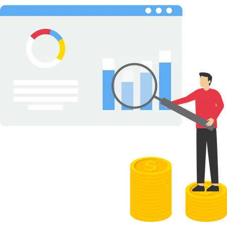 Young business analyst analyse business chart data  Illustration