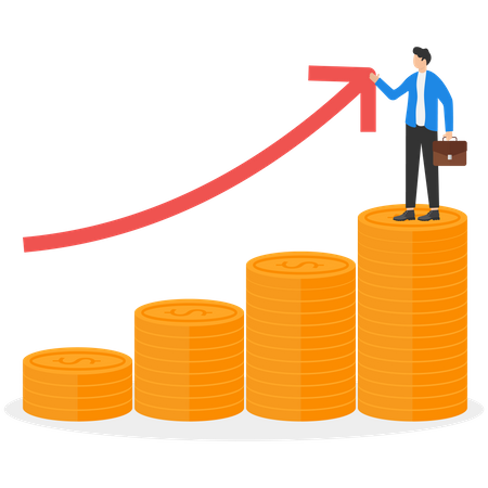 Young business had a business growth  Illustration