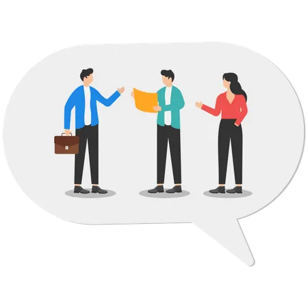 Young businessman and businesswoman team members doing team discussion  イラスト