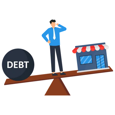 Market Debt Mortgage Payment Shop Loan Interest Rate Or Balance Between Income And Debt Or Loan Payment Financial Risk Concept Illustration