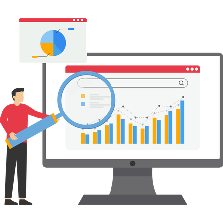 Young businessman doing analytics  Illustration