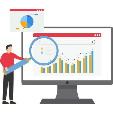 Young businessman doing analytics  Illustration