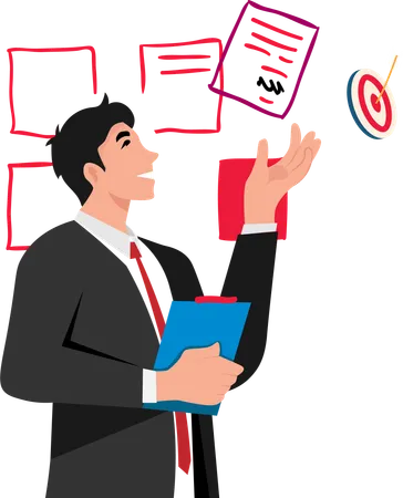 Young Businessman He Successfully Negotiates With Partners Sign A Contract Together Vector Illustration Illustration