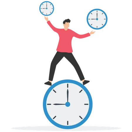 Business Character Holding Clock Time Control Illustration