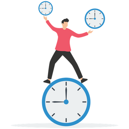 Young businessman holding clock  Illustration