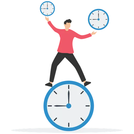 Young businessman holding clock  Illustration