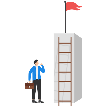 Young businessman looking at business stairway for success  Illustration