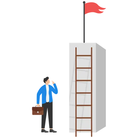 Stairway For Success Concept With Businessman Heading To The Top Vector Illustration Illustration