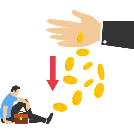 Young businessman loosing his money  Illustration