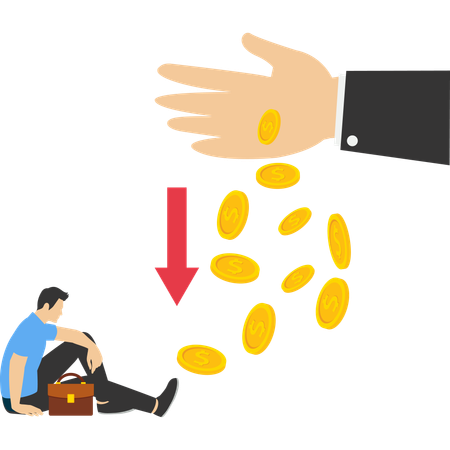 Young businessman loosing his money  Illustration