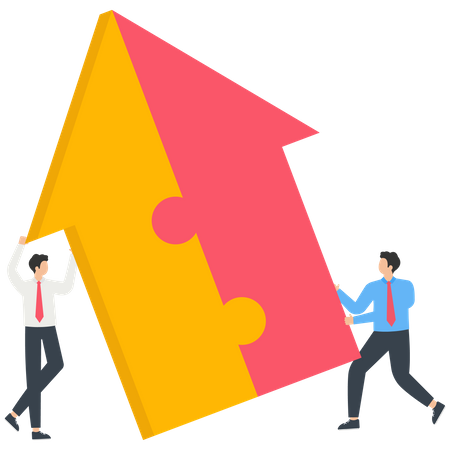 Young Businessman Merging Arrows Together  Illustration